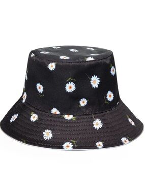 Alice + Olivia Black Daisy Bucket Hat